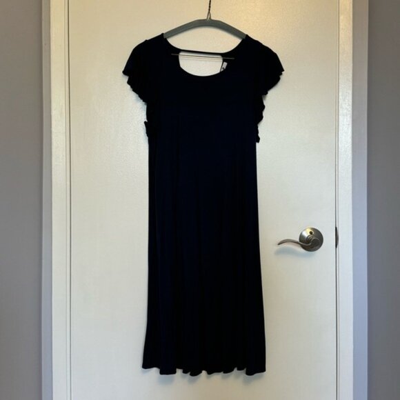Three Dots Easy Flounce Dress navy blue - Picture 3 of 5